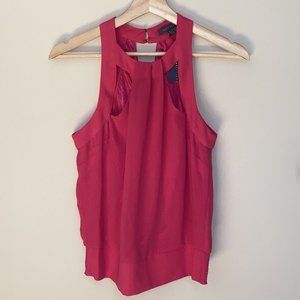Suzy Shier Hot Pink Sleveless Tank Top Blouse with Silver Buttons XS
